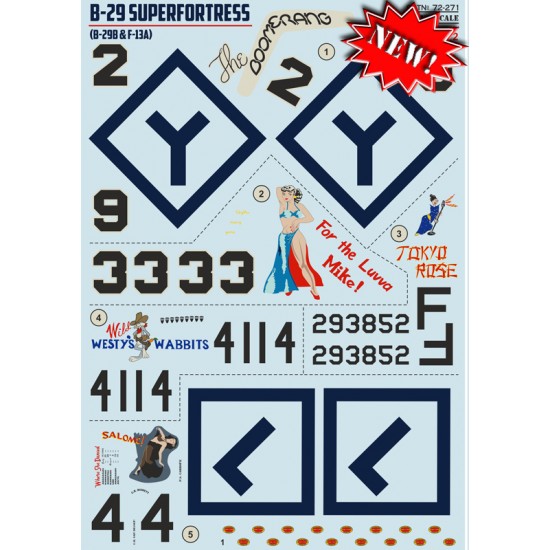 1/72 B-29 Superfortress (B-29B & F-13A) Decals 1/72 B-29 Superfortress (B-29B & F-13A) Decals