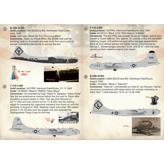 1/72 B-29 Superfortress (B-29B & F-13A) Decals 1/72 B-29 Superfortress (B-29B & F-13A) Decals