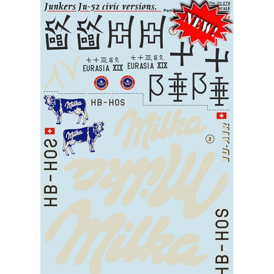 1/72 Junkers Ju-52 Civic Versions Decals Part.3 1/72 Junkers Ju-52 Civic Versions Decals Part.3