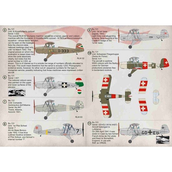 Decals for 1/72 Bucker Bu.131 Jungmann Decals for 1/72 Bucker Bu.131 Jungmann