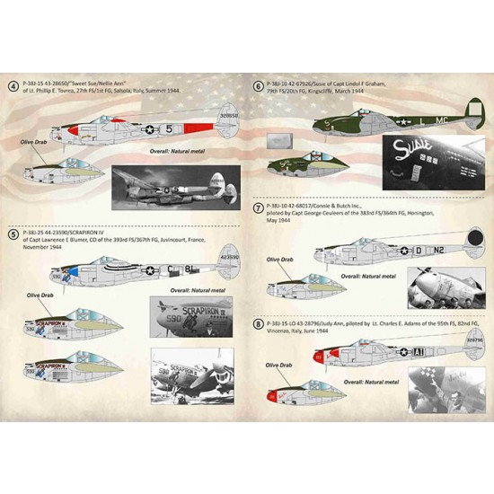 Decals for 1/72 Lockheed P-38J Lighting Aces over Europe 1944-1945 Decals for 1/72 Lockheed P-38J Lighting Aces over Europe 1944-1945