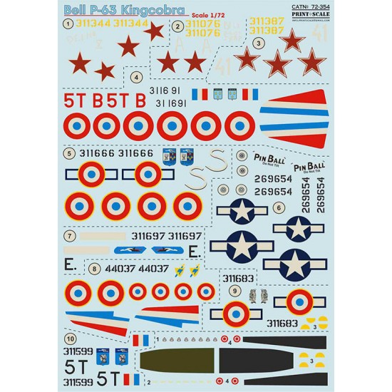 Decals for 1/72 Bell P-63 Kingcobra Decals for 1/72 Bell P-63 Kingcobra