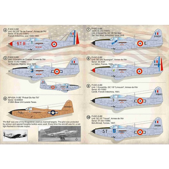 Decals for 1/72 Bell P-63 Kingcobra Decals for 1/72 Bell P-63 Kingcobra