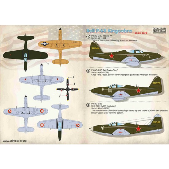 Decals for 1/72 Bell P-63 Kingcobra Decals for 1/72 Bell P-63 Kingcobra