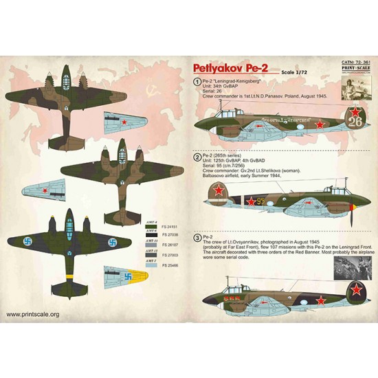 Decals for 1/72 Petlyakov Pe-2