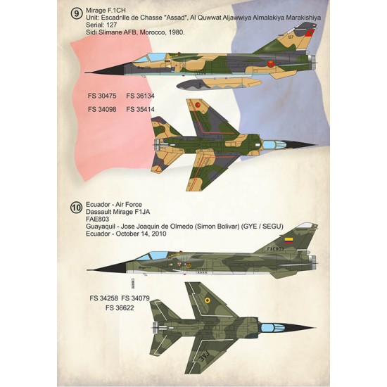 Decals for 1/72 Dassault Mirage F.1 Part 1