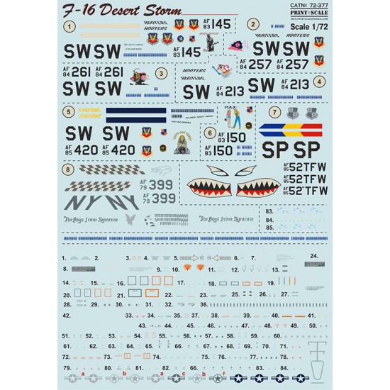 Decals for 1/72 F-16 Desert Storm Decals for 1/72 F-16 Desert Storm