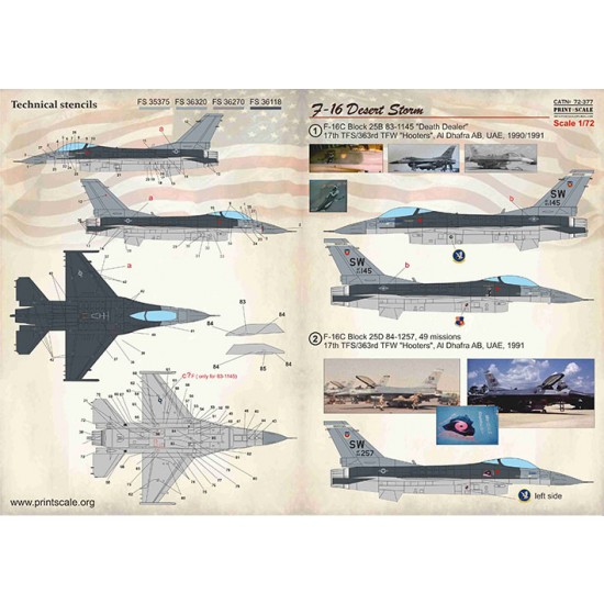 Decals for 1/72 F-16 Desert Storm