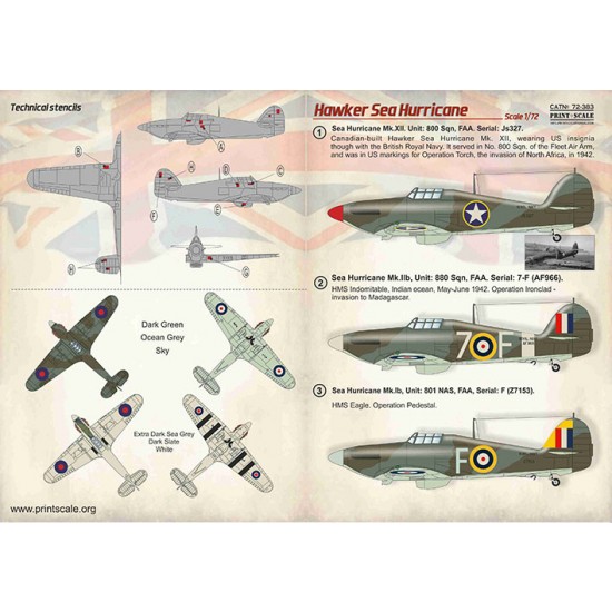 Decals for 1/72 Hurricane Hawker Sea Decals for 1/72 Hurricane Hawker Sea