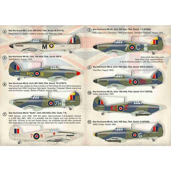 Decals for 1/72 Hurricane Hawker Sea Decals for 1/72 Hurricane Hawker Sea