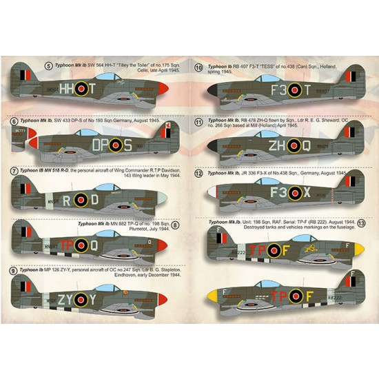 Decals for 1/72 Hawker Typhoon Mk.Ib