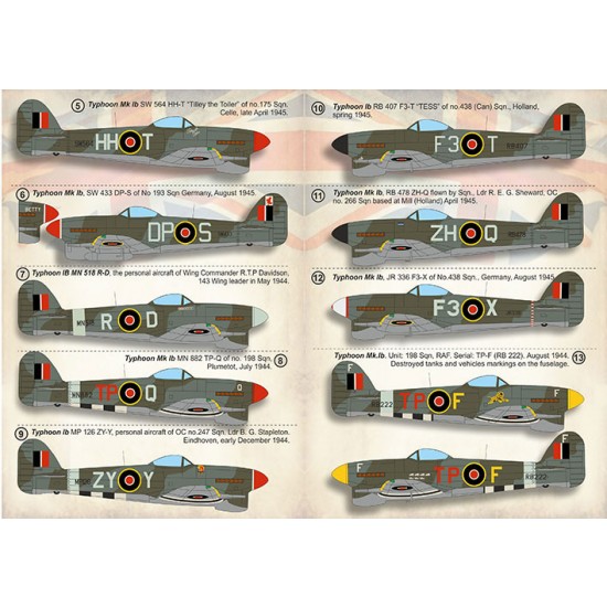 Decals for 1/72 Hawker Typhoon Mk.Ib Decals for 1/72 Hawker Typhoon Mk.Ib
