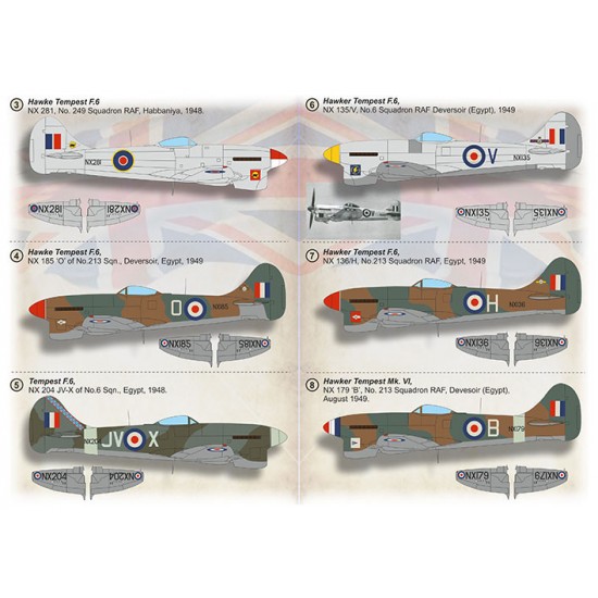 Decals for 1/72 Hawker Tempest F.6