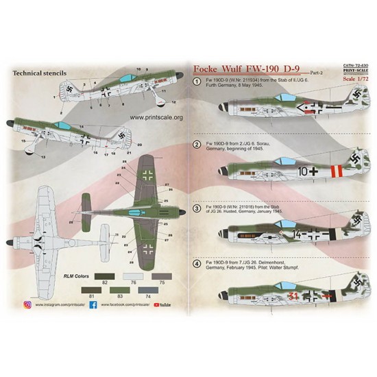 Decals for 1/72 Focke-Wulf FW-190 D-9 Part 2