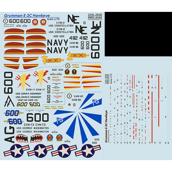 Decals for 1/72 Grumman E-2C Hawkeye Part 2 The Complete Set Decals for 1/72 Grumman E-2C Hawkeye Part 2 The Complete Set