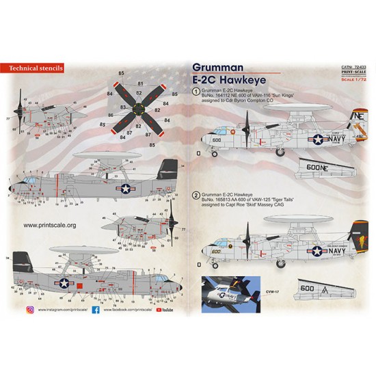 Decals for 1/72 Grumman E-2C Hawkeye Part 2 The Complete Set Decals for 1/72 Grumman E-2C Hawkeye Part 2 The Complete Set