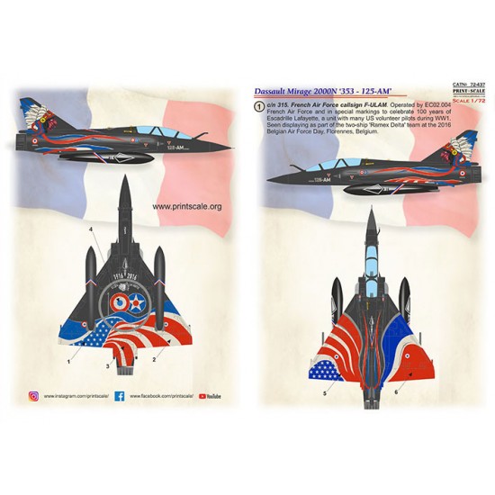 Decals for 1/72 Dassault Mirage 2000N The Complete Set