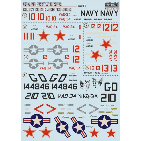 Decals for 1/72 Douglas ERA-3B Skywarrior Electronic Aggressors Part 1 Decals for 1/72 Douglas ERA-3B Skywarrior Electronic Aggressors Part 1