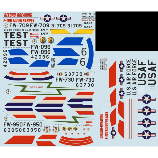 Decals for 1/72 Record-Breaking F-100 Super Sabre (with 3D decal Instrument panel)