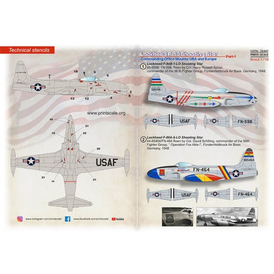 Decals for 1/72 F-80 Commanding Office Mounts: US & Europe Pt 1 The Complete set 1.5 leaf Decals for 1/72 F-80 Commanding Office Mounts: US & Europe Pt 1 The Complete set 1.5 leaf