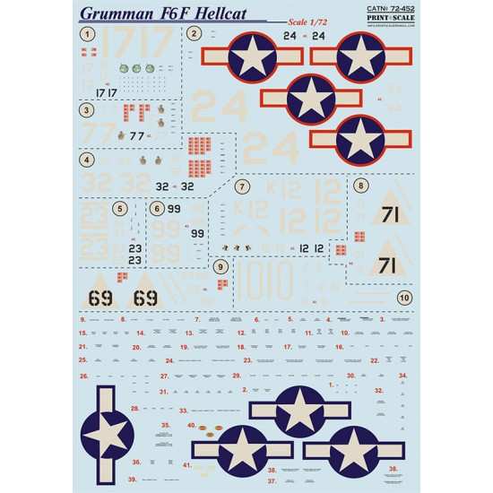 Decals for 1/72 Grumman F6F Hellcat Decals for 1/72 Grumman F6F Hellcat