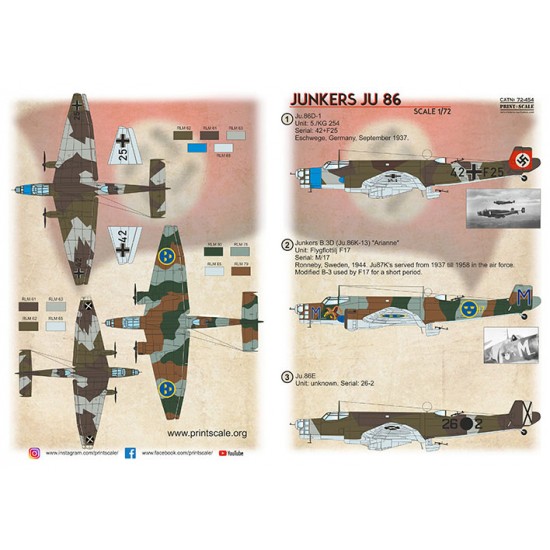 Decals for 1/72 Junkers JU 86 Decals for 1/72 Junkers JU 86