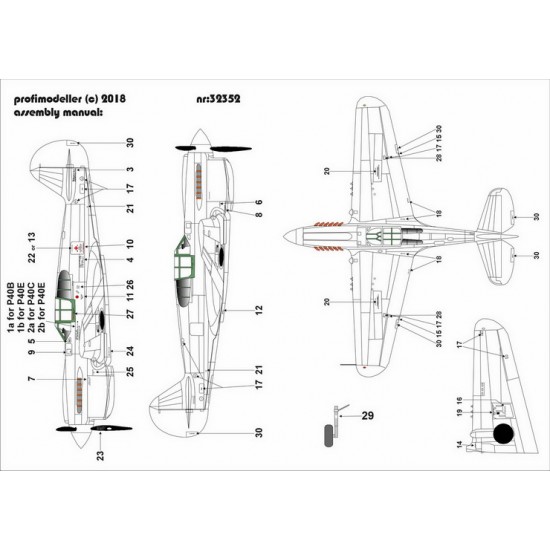 Decal for 1/32 Curtiss P-40 B/C/E Warhawk Stencils Decal for 1/32 Curtiss P-40 B/C/E Warhawk Stencils