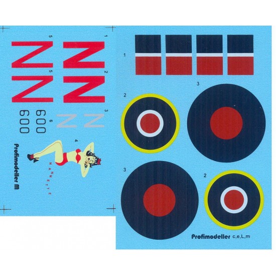 Decals for 1/32 Consolidated B-24 Liberator GR Mk.V 600 Nannette Decals for 1/32 Consolidated B-24 Liberator GR Mk.V 600 Nannette