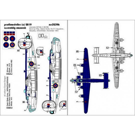 Decals for 1/32 Consolidated B-24 Liberator GR Mk.V BZ774 Otakar Zanta Decals for 1/32 Consolidated B-24 Liberator GR Mk.V BZ774 Otakar Zanta
