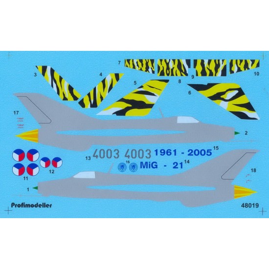 Decals for 1/48 Mikoyan-Gurevich MiG-21MF AB Caslav Decals for 1/48 Mikoyan-Gurevich MiG-21MF AB Caslav