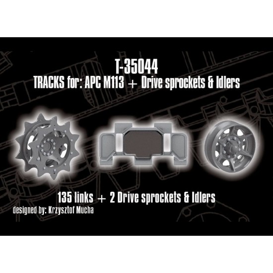 1/35 Tracks for APC M113 + Drive sprockets & Idler wheels 1/35 Tracks for APC M113 + Drive sprockets & Idler wheels