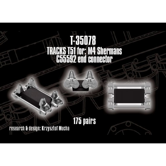 1/35 T51 Tracks for M4 Sherman (C55592 end connector) 1/35 T51 Tracks for M4 Sherman (C55592 end connector)