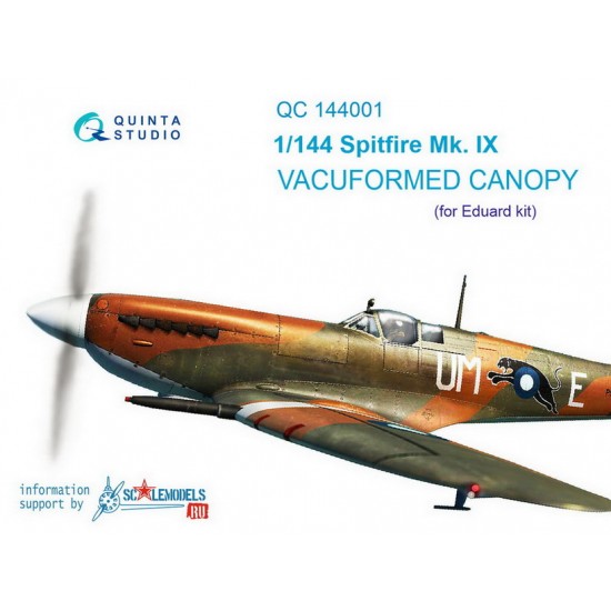 1/144 Spitfire Mk.Ix Vacuformed Clear Canopy for Eduard Kit 1/144 Spitfire Mk.Ix Vacuformed Clear Canopy for Eduard Kit