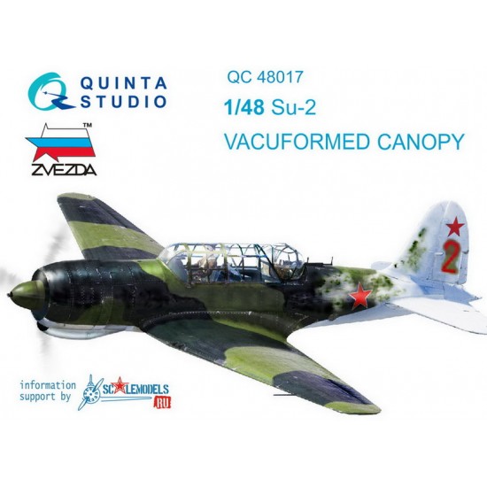 1/48 Su-2 Vacuformed Clear Canopy for Zvezda Kit 1/48 Su-2 Vacuformed Clear Canopy for Zvezda Kit