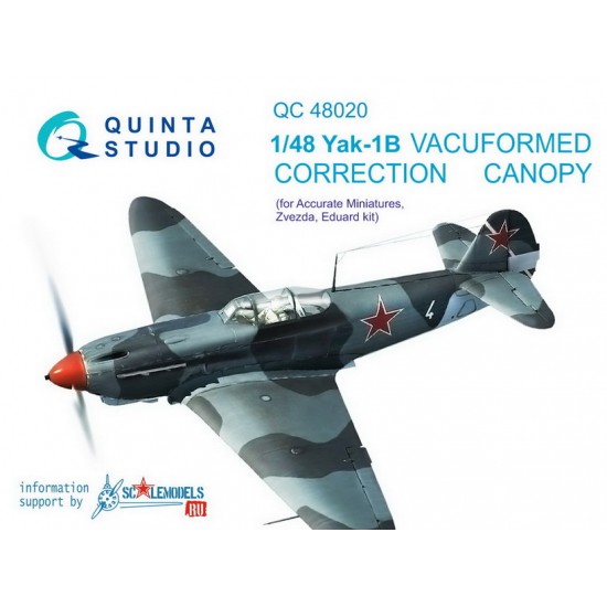 1/48 Yak-1B Correction Vacuformed Clear Canopy for Accurate Miniatures/Zvezda/Eduard Kit 1/48 Yak-1B Correction Vacuformed Clear Canopy for Accurate Miniatures/Zvezda/Eduard Kit