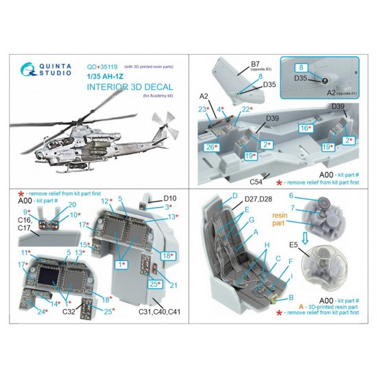1/35 AH-1Z Coloured Interior Detail Parts for Academy kits with Resin parts 1/35 AH-1Z Coloured Interior Detail Parts for Academy kits with Resin parts