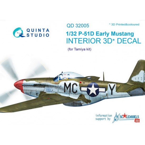 1/32 P-51D Early Interior Detail Set (on decal paper) for Tamiya Kit