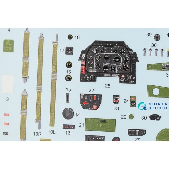 1/32 P-51D Early Interior Detail Set (on decal paper) for Tamiya Kit
