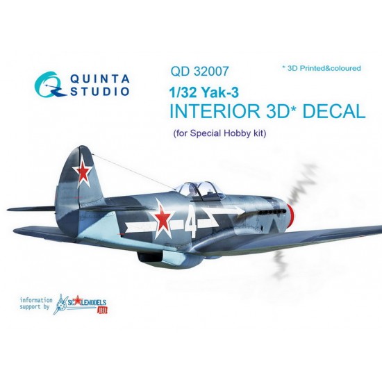 1/32 Yak-3 Interior Detail Set (on decal paper) for Special Hobby Kit