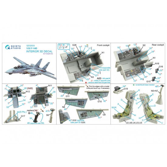 1/32 F-14D Tomcat 3D-Printed & Coloured Interior on Decal Paper for Trumpeter kits 1/32 F-14D Tomcat 3D-Printed & Coloured Interior on Decal Paper for Trumpeter kits