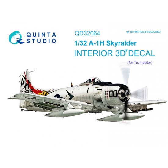 1/32 A-1H Skyraider 3D-Printed & Coloured Interior Decals for Trumpeter kit 1/32 A-1H Skyraider 3D-Printed & Coloured Interior Decals for Trumpeter kit