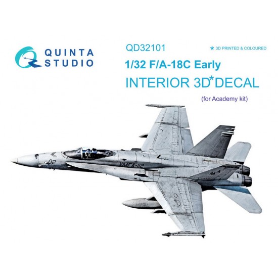 1/32 F/A-18C Hornet Early 3D-Printed & Coloured Interior on Decal Paper for Academy kits 1/32 F/A-18C Hornet Early 3D-Printed & Coloured Interior on Decal Paper for Academy kits