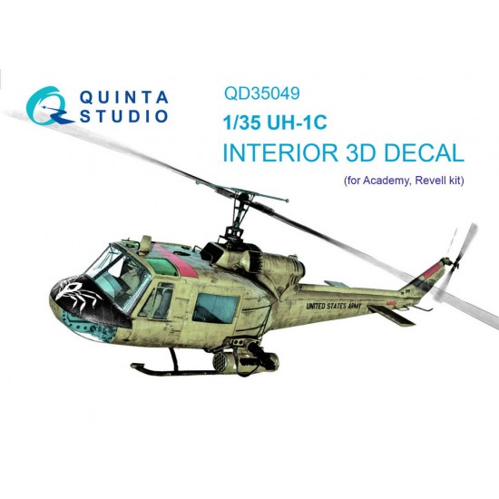 1/35 UH-1C 3D-Printed & Coloured Interior on Decal Paper for Academy kits 1/35 UH-1C 3D-Printed & Coloured Interior on Decal Paper for Academy kits