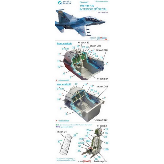 1/48 Yak-130 Interior Detail Set (on decal paper) for Zvezda Kits 1/48 Yak-130 Interior Detail Set (on decal paper) for Zvezda Kits