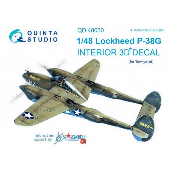 1/48 P-38G Interior Detail Set (on decal paper) for Tamiya Kit 1/48 P-38G Interior Detail Set (on decal paper) for Tamiya Kit