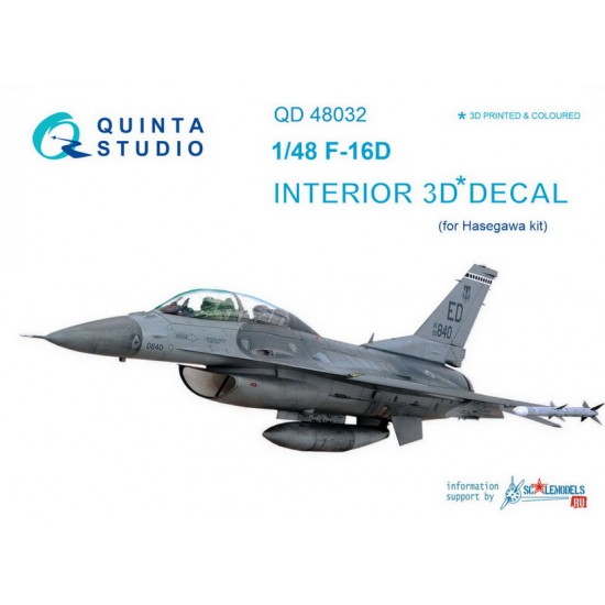 1/48 F-16D Interior Detail Set (on decal paper) for Hasegawa Kit 1/48 F-16D Interior Detail Set (on decal paper) for Hasegawa Kit