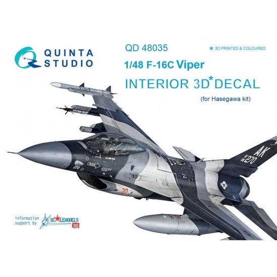 1/48 F-16C Interior Detail Set (on decal paper) for Hasegawa Kit 1/48 F-16C Interior Detail Set (on decal paper) for Hasegawa Kit