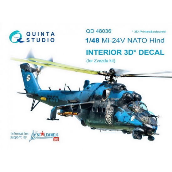 1/48 Mi-24V Nato Black Panels Interior Detail Set (on decal paper) for Zvezda Kit 1/48 Mi-24V Nato Black Panels Interior Detail Set (on decal paper) for Zvezda Kit