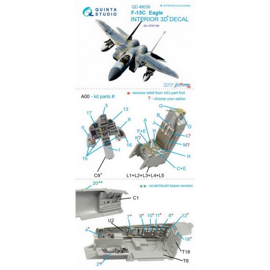 1/48 F-15C Interior Detail Set (on decal paper) for Great Wall Hobby Kits 1/48 F-15C Interior Detail Set (on decal paper) for Great Wall Hobby Kits