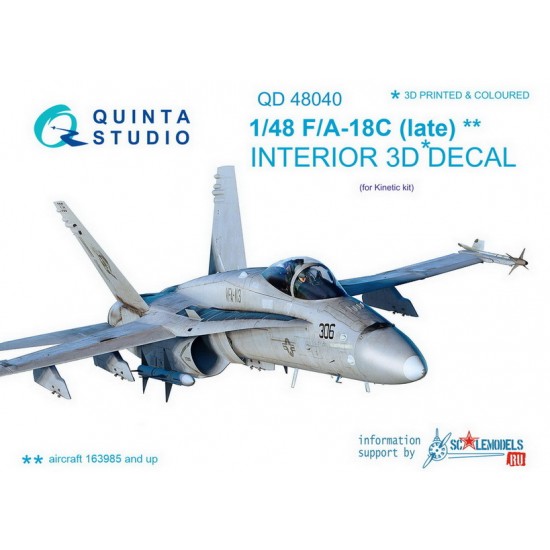 1/48 F/A-18C Late Interior Detail Set (on decal paper) for Kinetic Kit 1/48 F/A-18C Late Interior Detail Set (on decal paper) for Kinetic Kit